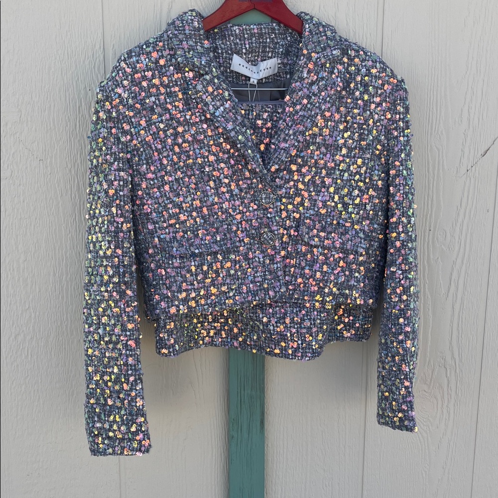 Endless Rose 2 PEICE SET Sequin Tweed Cropped Blazer Jacket & Mini Skirt Set NWT - Picture 1 of 16
